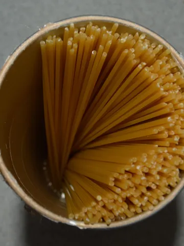 tube Round with lid for storing handmade pasta -covered with jute rope/spaghetti storage tube container