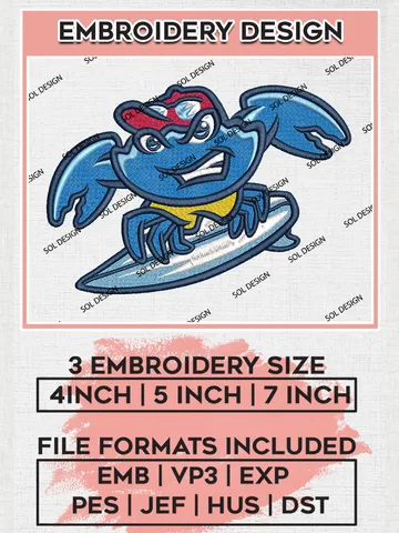 MiLB Jersey Shore BlueClaws Embroidery Design Files, MiLB Jersey Shore BlueClaws Logo, Minor League Baseball Logo Embroidery Designs, MiLB embroidery designs, Machine embroidery designs, Digital Download $6.99
