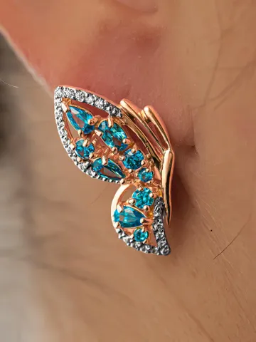 Earrings jewelry Silver gold plated 925 assay value with topaz $159.00
