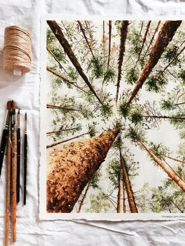 Watercolor print "PINE TREES"