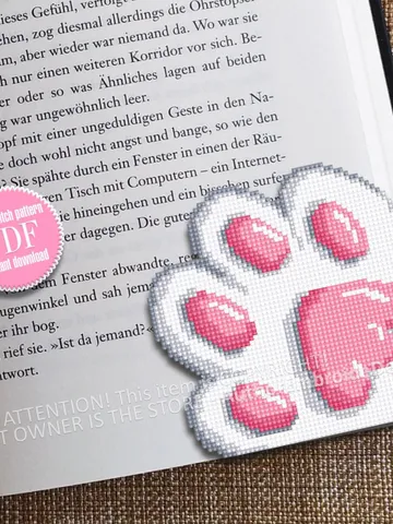 Cat Corner bookmark cross stitch pattern download PDF Cute cat paw cross stitch chart, Cat bookmark digital pattern PDF Cat lover gift #B308 $4.10