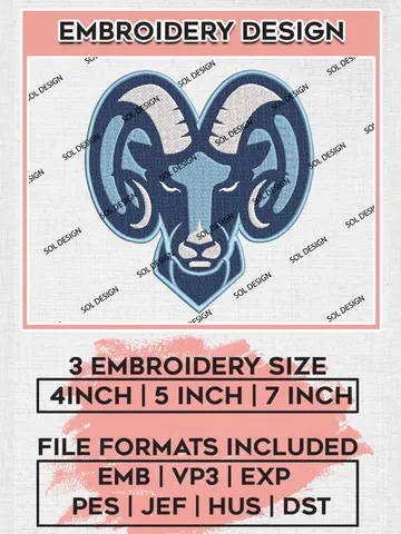 Rhode Island Rams Mascot Embroidery Designs, NCAA Logo Embroidery Files, NCAA Rhode Island Rams Logo, NCAA Embroidery Designs, Machine Embroidery Designs, Digital Download $6.99