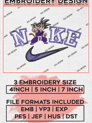 Hi Goku Kid x Nike Embroidery Designs File, Nike Machine Embroidery Designs, Embroidery PES DST JEF Files Instant Download EMB_ANIME_188 $6.99
