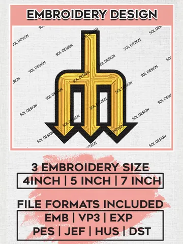MLB Seattle Mariners Logo Embroidery Design Files, MLB Seattle Mariners Team Embroidery, MLB Teams, 3 sizes, MLB Machine embroidery designs, Digital Download $6.99