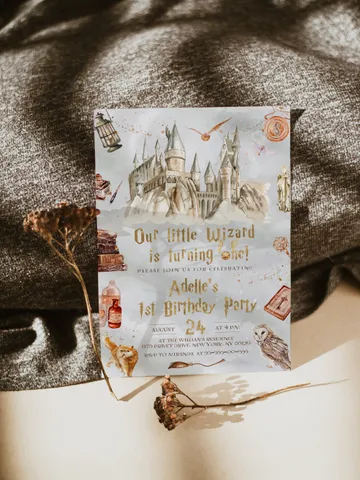 The Chosen One Invitation; Wizard Birthday Party; Magic School 1st Birthday Invitation Template; Editable Wizarding World Invitation; W8 $12.78