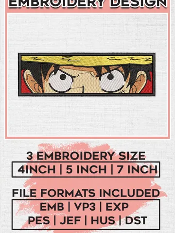 One Piece Luffy Character Embroidery File, One Piece Anime Embroidery Design, Machine Embroidery Design File EMB_ANIME_246 $6.99