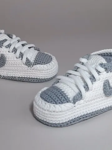 White baby shoes crocheted sneakers, gift for boy or girl, baby first footwear, baby shower gifts, nursery cute decor $45.00