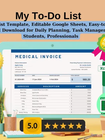 To-Do List Template, Editable Google Sheets, Easy-to-Use, Digital Download for Daily Planning, Task Management, Students, Professionals $5.46