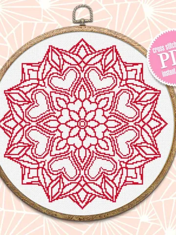 Mandala cross stitch pattern download PDF Flower mandala digital PDF Monochrome cross stitch chart Modern quick cross stitch counted #M141 $4.60