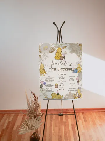 Classic Winnie Pooh Milestone Board Baby Birthday;Baby Birthday Milestone Board; Greenery Baby Birthday; Honey Bear; Winnie Pooh flw12 $11.62