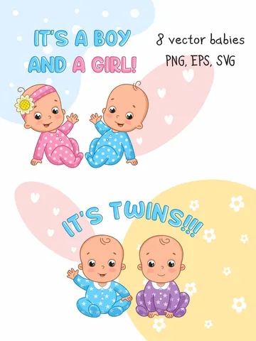 Cute vector cartoon babies