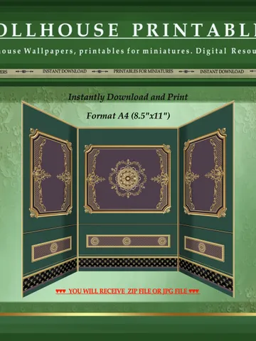 Wallpapers- Set 18-v2 | Printables for Dollhouses and Unique Miniature Projects | Digital Downloads | in Scale 1/12th $8.00