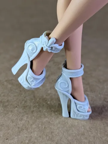 Light gray sandals with high heels for 10.5 inch female dolls (MH, EAH) $24.00