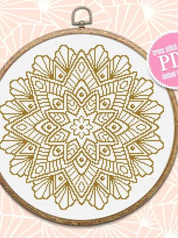 Mandala cross stitch pattern download PDF Modern quick cross stitch Monochrome cross stitch chart Flower mandala digital PDF Home decor #M40 $4.60