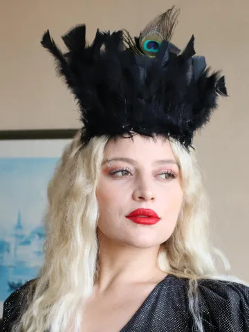 Luxury Black Feather Crown with Peacock Feather,Gothic Feather Headpiece for Special Occasions,Handcrafted Black Feather Crown with Peacock $69.00