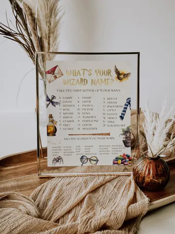 What's YOUR WIZARD NAME; Wizard Baby Shower; Magic School Baby Shower template; Instant Download; wiz1320 $7.55