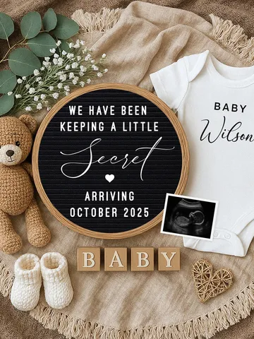 Neutral Pregnancy Announcement Digital Baby Reveal Editable Template Canva for Social Media, Baby Announcement A Little Secret $7.00