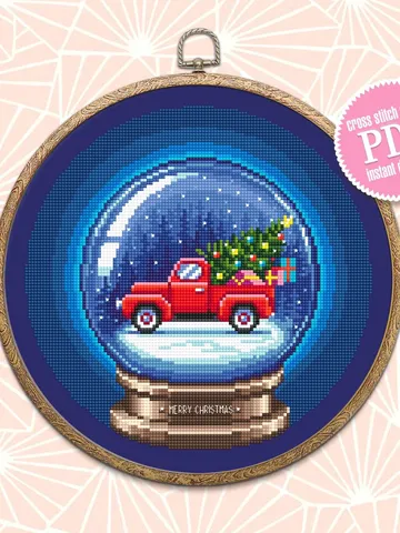 Vintage Christmas cross stitch pattern download PDF Red truck cross stitch chart, Snow ball embroidery PDF, Christmas ball cross stitch #N61 $4.50