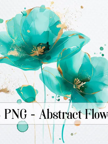 16 Abstract Flowers PNG Bundle, Flowers Print, Alcohol ink Watercolor clipart for sublimation, High Quality PNGs, Paper craft, junk journals $2.64