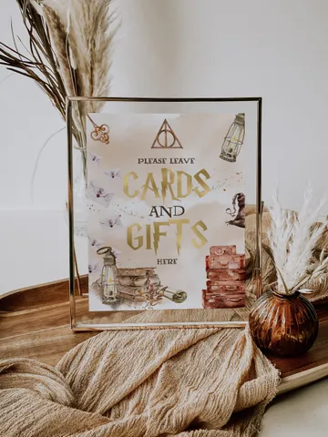 CARDS and GIFTS; Wizard Baby Shower SIGN; Magic School Baby Shower template; Instant Download; wP66 $7.55