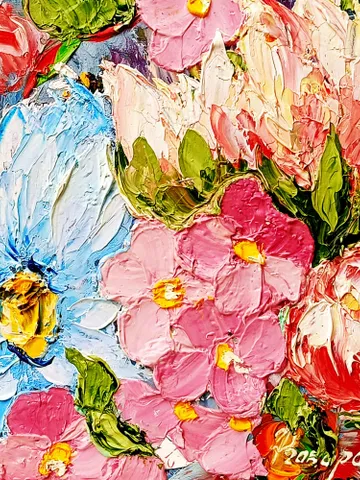 Flowers Oil Painting Floral Original Art Impasto Tulips Art Spring Gifts for Her by ArtProkopaloSv $62.00