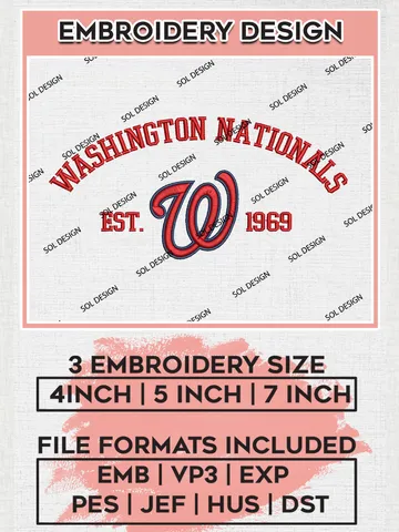 MLB Washington Nationals Team Est Logo Embroidery Design, MLB Team Embroidery files, Washington Nationals Baseball Team, Nationals Team, Digital Download
