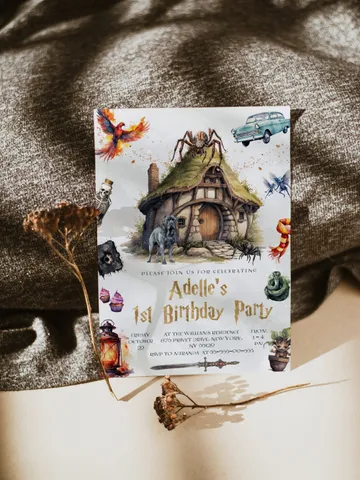 The Chosen One Invitation; Wizard Birthday Party; Magic School 1st Birthday Invitation Template; Editable Wizarding World Invitation; $12.78