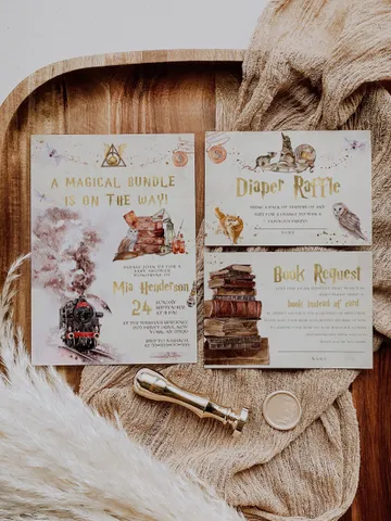 DIY Wizarding World Baby Shower Set; Magic School Baby Shower Template; School of Wizard Baby Shower invitation template; wh1 $22.95
