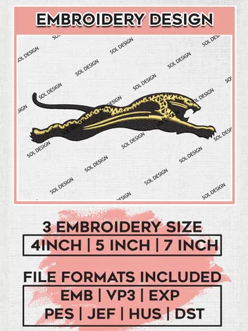 Jacksonville Jaguars Mascot Embroidery Designs, NFL Jaguars, NFL Embroidery Designs, NFL Jacksonville Jaguars Machine Embroidery Design, Digital Download