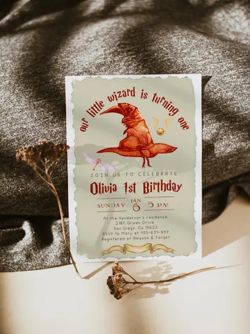 Wizard School 1st Birthday; Magic School Party Invite Template; The Chosen One Wizard Birthday Invitation; Magical First Birthday canva diy $12.78
