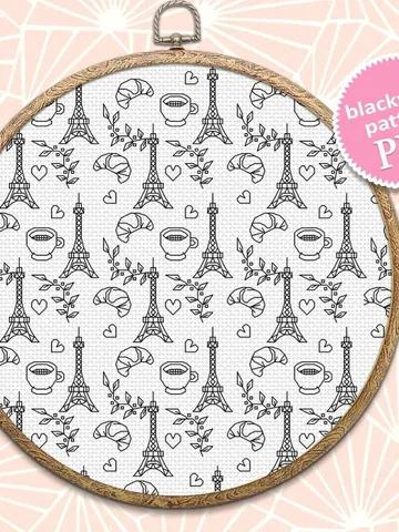 Paris sampler blackwork pattern PDF Monochrome backstitch repeating pattern embroidery, Blackwork embroidery download PDF, Home decor #W3 $4.10