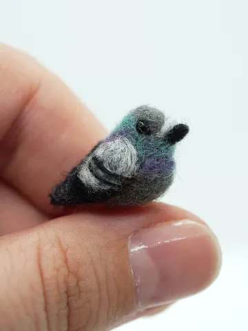 Tiny needle felted pigeon, miniature bird, common pigeon, made to order $20.00