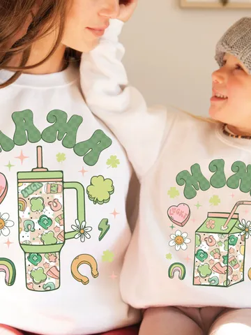 Mama Mini Matching St Patricks png, St Patty's Day Png, Retro Lucky Clover, Mama Mini St Patrick Png, Matching St Patrick, Stanly Bougie $3.34