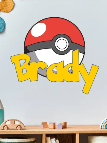 Pokeball Wall Decal Personalized Gamer Sticker Custom name Playroom Decor Gift z3306 $19.99