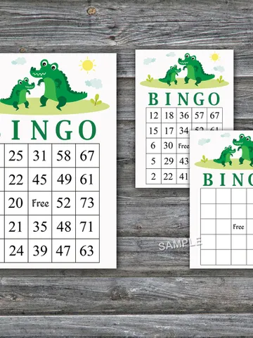 Crazy Crocodile bingo cards,Crocodile bingo game,Alligator printable bingo cards,60 Bingo Cards,INSTANT DOWNLOAD--345 $3.95