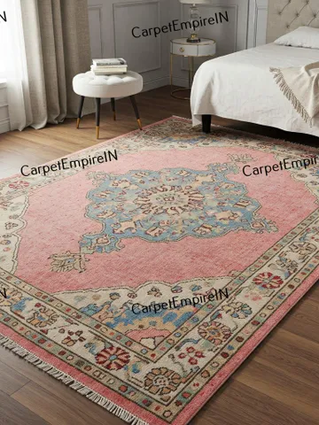 Exquisite Pink Oushak Hand Knotted Rug 4x6,5x8 6x9,8x10,9x12,10x14 ft Handmade Rugs for Living Room,gift for her-Antique Contemporary rug $567.80