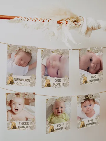 Photo Birthday Banner Winnie the Pooh Birthday Party; Winnie Pooh 1st Birthday; Editable Birthday Banner; Birthday Party Decoration Pooh Wg4 $11.62