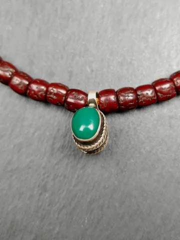 Vintage Tibetan Turquoise Bhum Counter Clip: Sterling Silver Mala Necklace Accessory