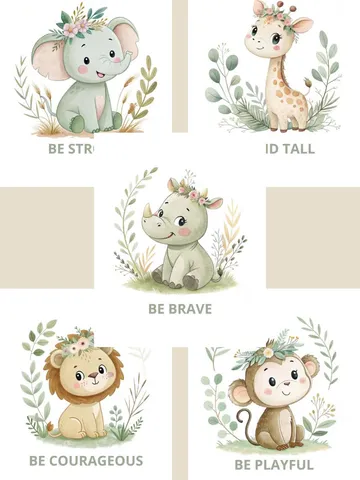 Safari Animal Nursery Decor Set $8.00