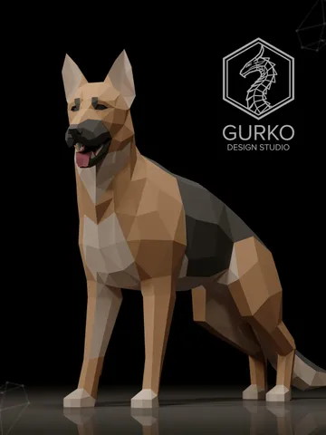 German Shepherd Papercraft, Dog, Digital Template, PDF Download, Gurko, 3D LowPoly, Pepakura, Origami Sculpture, Paper Party Decor, DIY Gift $21.00