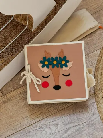 Travel Size Quiet Book Deer, Compact Busy Book for Airplane, Gift from Grandparents/Godparents, Montessori busy book, Sensory Felt Toys $95.00