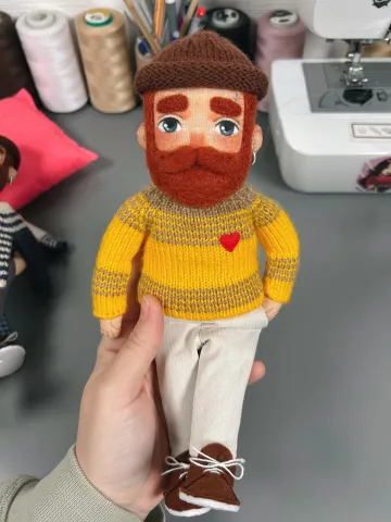 Textile doll sailor with red beard $210.00