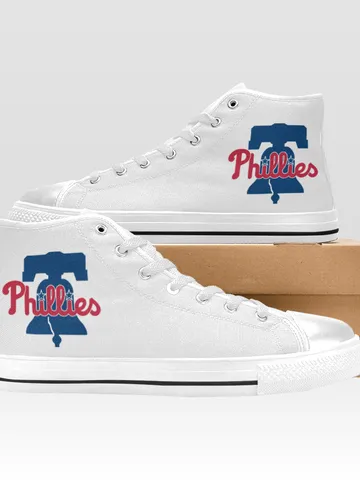Philadelphia Phillies Shoes, High-Top Sneakers, Handmade Footwear $59.97