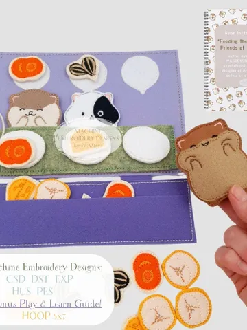 ITH Feed the Hamster Quiet Book Page Embroidery Design & Game, Felt Activity Toy Pattern, 5x7 Hoop Digital File $10.00