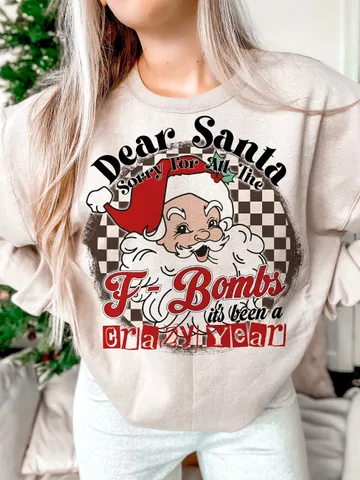 Dear Santa, Sorry For All The F-Bombs, It's Been A Crazy Year PNG, Funny Santa Claus Digital Art, Santa Clause Bundle, Christmas Movie Art $4.56