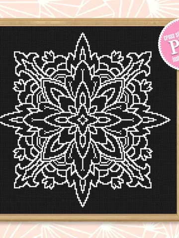 Square mandala cross stitch pattern download PDF Monochrome cross stitch Easy mandala embroidery beginners Modern quick cross stitch #M85 $4.60