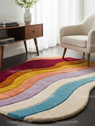 Irregular Shaped Rug | Hand-Tufted, Wool Handmade Layerd Area Rug | Carpet for Home, Bedroom, Living Room, Kids Room, Custom Rug, 3x5,4x6. $233.80