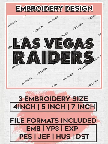 Las Vegas Raiders Wordmark Embroidery Designs, NFL Raiders Embroidery Designs, NFL Embroidery Designs, NFL Las Vegas Raiders Machine Embroidery Design, Digital Download $6.99
