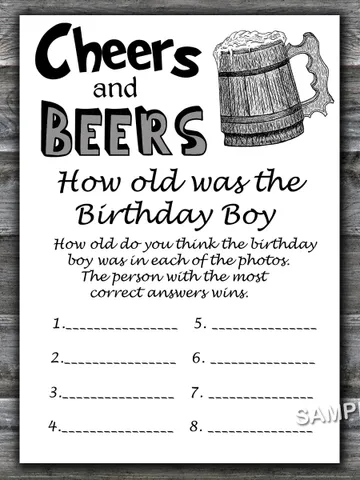 Cheers and beers HOW OLD WAS THE birthday boy,Birthday Games for Him,Adult Birthday Games,Printable Birthday Games $1.75