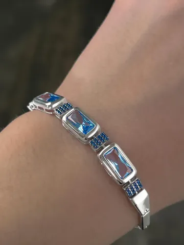Women's bracelet silver 925, jewelry silver with topaz and sapphires $179.00